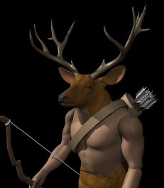 IMAGE: 'deer-man1-small.jpg'; 231x264, color, 17K