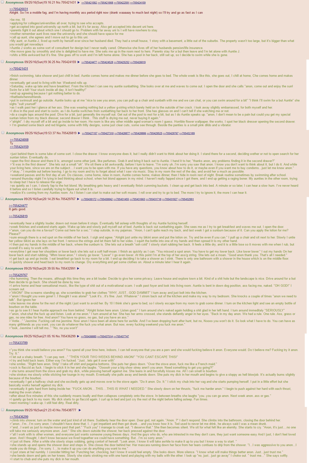 Anon goes to live with his widowed aunt for college