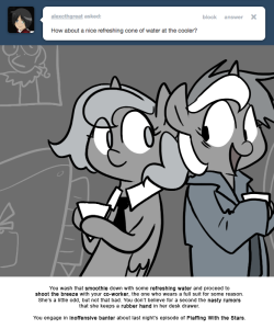 > How about a nice refreshing cone of water at the cooler?
You wash that smoothie down with some refreshing water and proceed to shoot the breeze with your co-worker, the one who wears a full suit for some reason.
She’s a little odd, but not that...