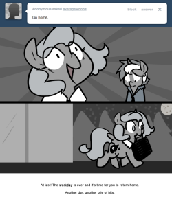 > Go home.
At last! The workday is over and it’s time for you to return home.
Another day, another pile of bits.