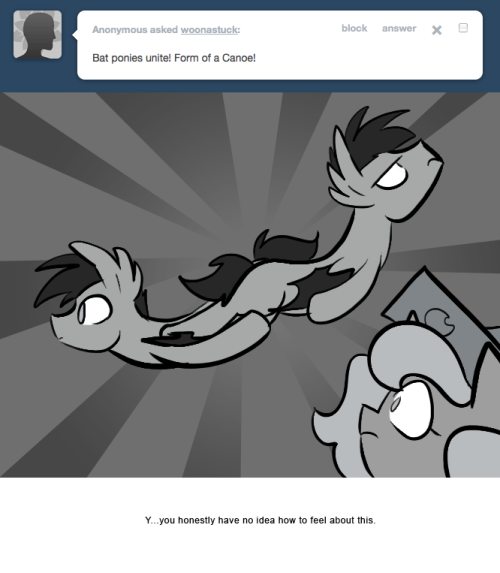> Bat ponies unite! Form of a Canoe!
Y…you honestly have no idea how to feel about this.