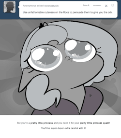 > Use unfathomable cuteness on the Rocs to persuade them to give you the orb.
But you’re a pretty little princess and you need it for your pretty little princess quest!
You’ll be super-duper-extra careful with it!