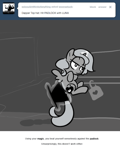 Using your magic, you beat yourself senselessly against the padlock.
Unsurprisingly, this doesn’t work either.