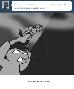 > make a ladder of ponies to reach the opening
In retrospect, this was a silly idea.