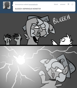 > BLEEEEH ASPARAGUS MONSTER