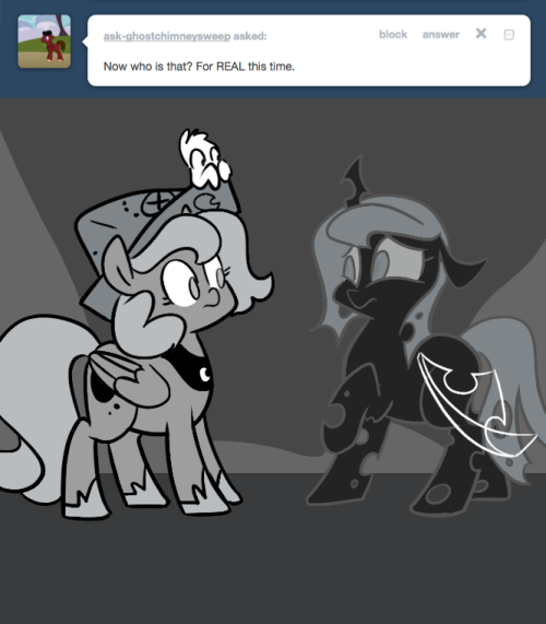 > Now who is that? For REAL this time.
–
SORRY GUYS she’s not Chrysalis. She’s got her own story and everything. :D Also, just to clear up one misconception: she’s not Dark Woona either, nor is Dark Woona a Changeling. There’s more to it than that.