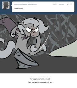 > Did it work?
The rocs remain unconvinced.
They just don’t understand your art!