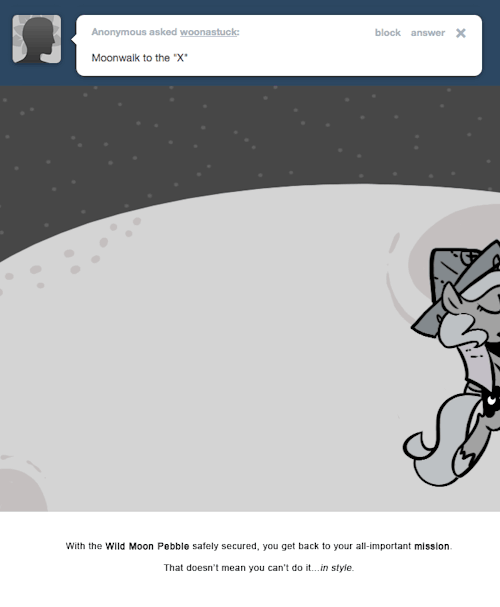 With the Wild Moon Pebble safely secured, you get back to your all-important mission.
That doesn’t mean you can’t do it…in style.