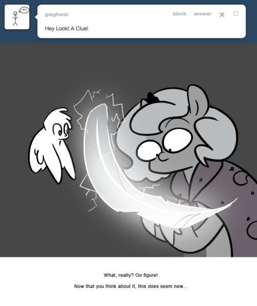 > Hey Look! A Clue!
What, really? Go figure!
Now that you think about it, this does seem new…